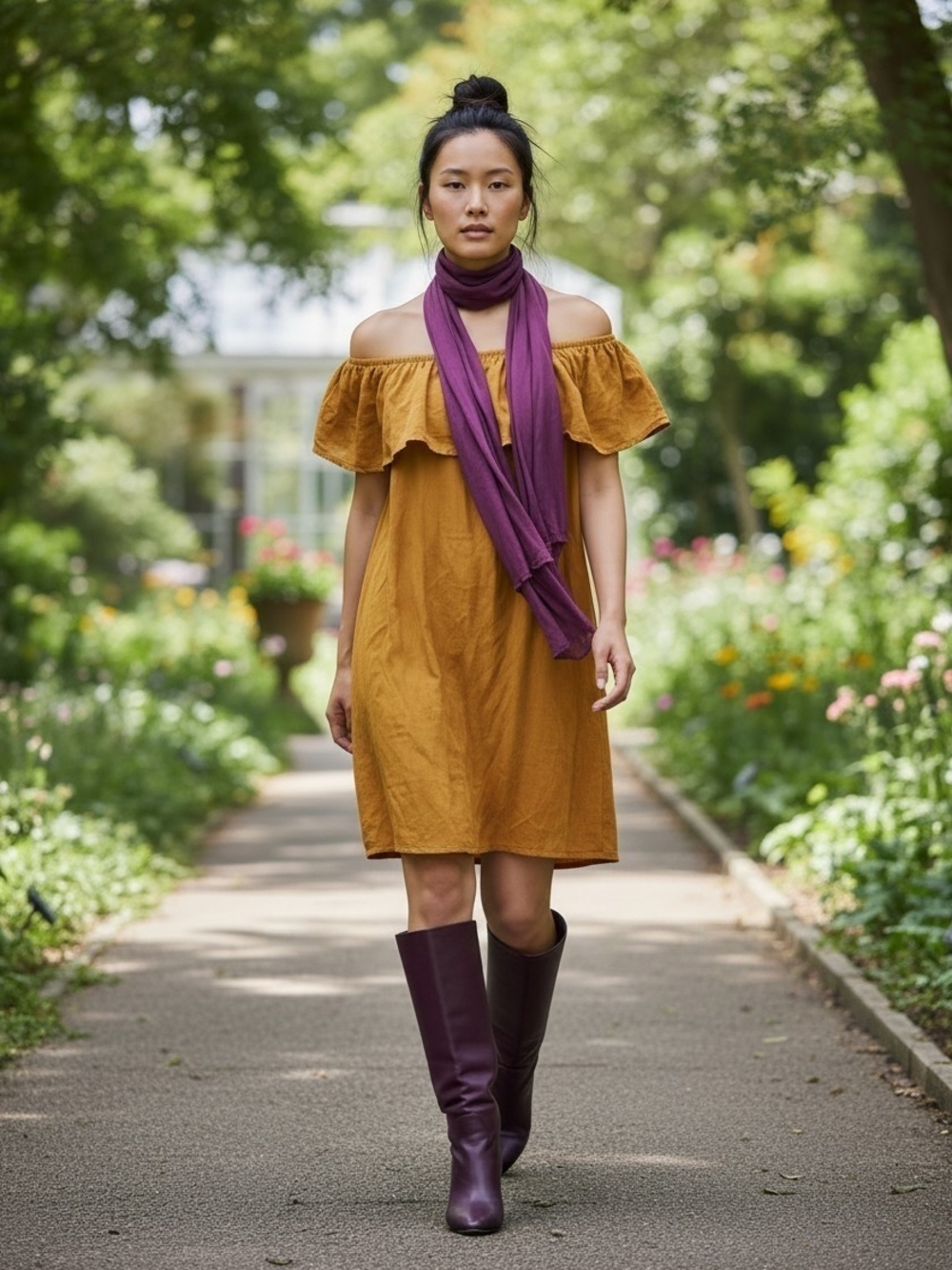 Tencel Fashion Nova  mustard yellow dress. Optional Off Shoulder Ruffel M